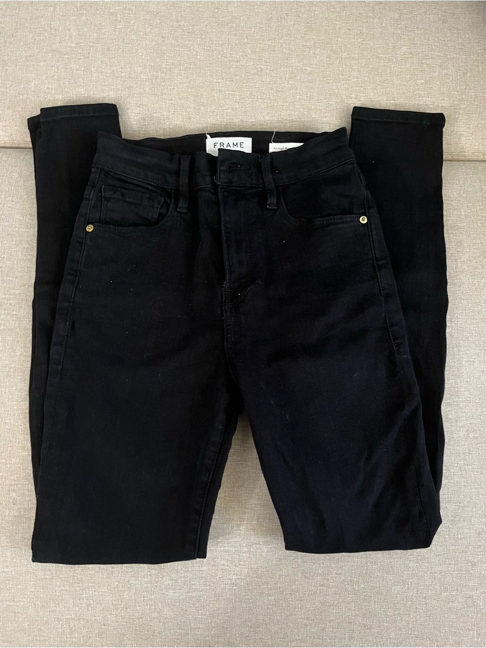 FRAME Denim Black “Ali High Rise Cigarette” Jeans